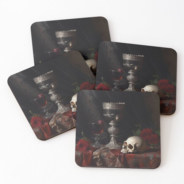 Item preview, Gothic Still Life: Roses, Skull, Wine and Silver Chalice designed and sold by ToTheHeartOfIt.