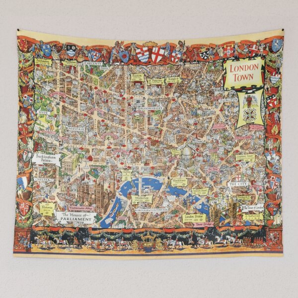 Item preview, Old Pictorial Map of London Map 1948 Vintage Map of London Vintage designed and sold by cutesy.