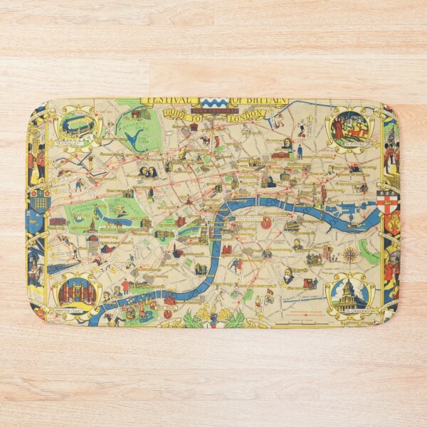 Item preview, Old London Historical Vintage Pictorial Map of London 1951 designed and sold by cutesy.