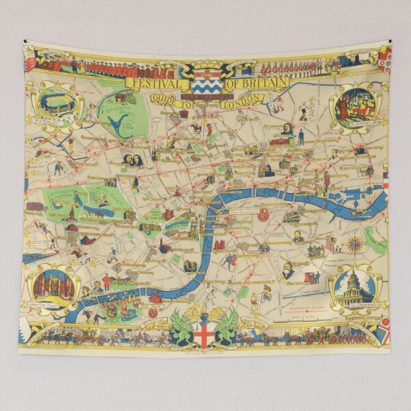 Item preview, Old London Historical Vintage Pictorial Map of London 1951 designed and sold by cutesy.