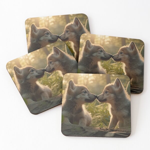 Item preview, Two Wolf Pups Touching Noses designed and sold by NoWayy.