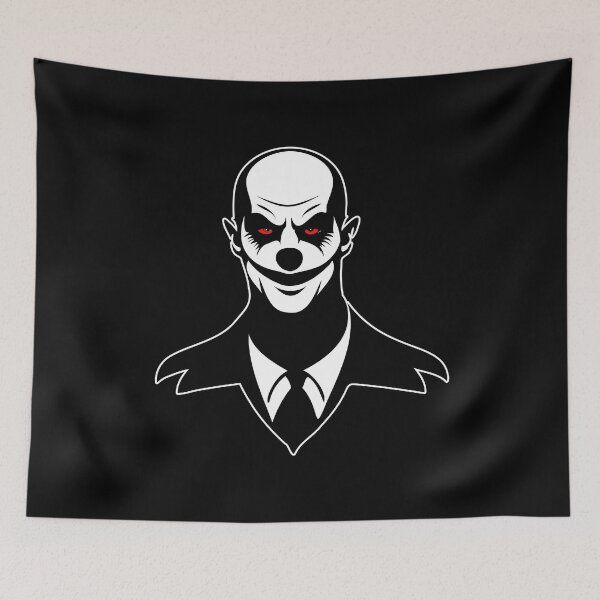 Item preview, Ominous bald joker clown with a menacing look and big painted maw, in a suit and tie. designed and sold by GAleksS.