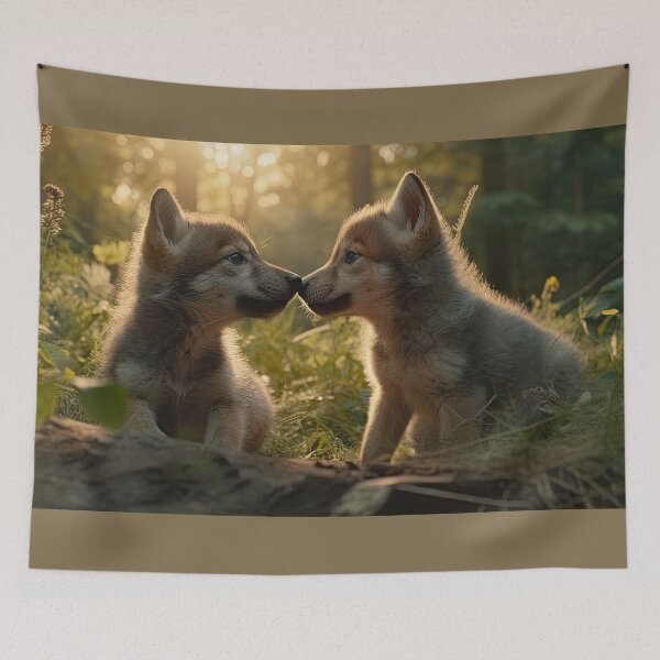 Item preview, Two Wolf Pups Touching Noses designed and sold by NoWayy.