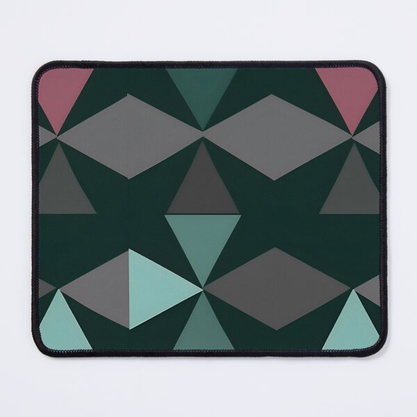 Item preview, Geometric Triangle Design in Shades of Grey, Green, Teal and Rosy Brown on Black, AI Generated designed and sold by drawerwalker.