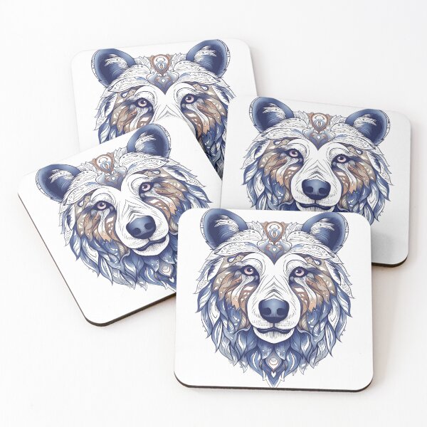 Item preview, Ornate Spiritual Bear in Blue and Silver Design, Spiritual, Totem Animal, Power Animal designed and sold by AdventureBuddy.