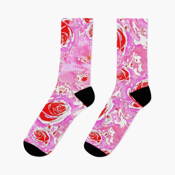 Item preview, RED ROSES PATTERN ABSTRACT PINK-WHITE ART designed and sold by sharlesart.