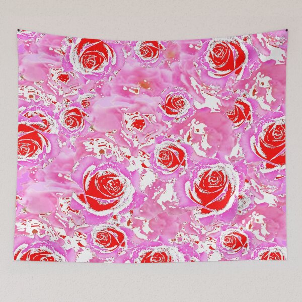 Item preview, RED ROSES PATTERN ABSTRACT PINK-WHITE ART designed and sold by sharlesart.