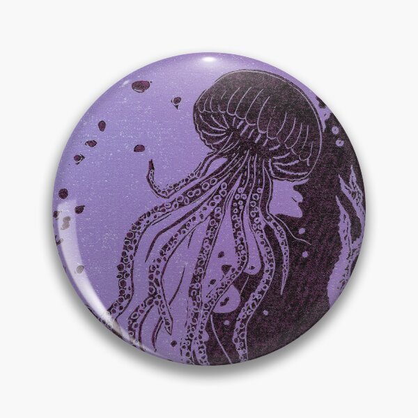 Item preview, Jellyfish Underwater Linocut in purple designed and sold by Maddy Bennett.