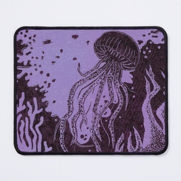 Item preview, Jellyfish Underwater Linocut in purple designed and sold by Maddy Bennett.