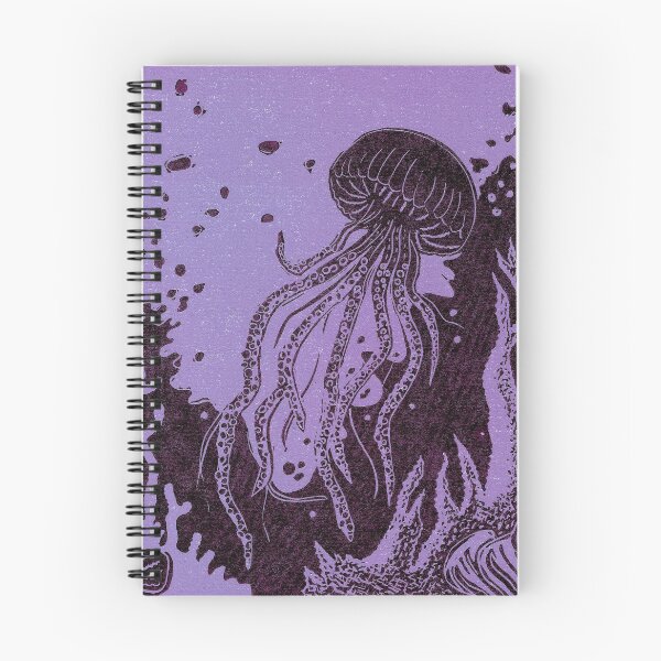 Item preview, Jellyfish Underwater Linocut in purple designed and sold by Maddy Bennett.
