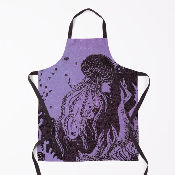 Item preview, Jellyfish Underwater Linocut in purple designed and sold by Maddy Bennett.
