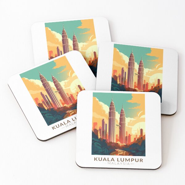 Item preview, Kuala Lumpur Malaysia Travel Art Vintage designed and sold by KrisSidDesigns.