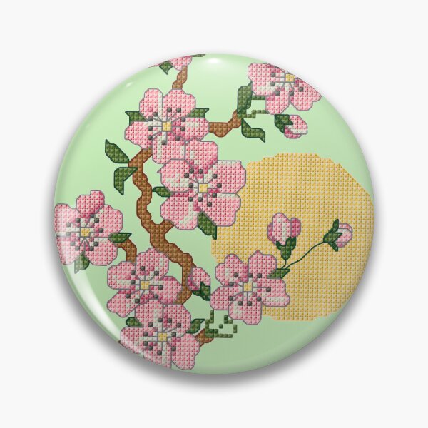 Item preview, PEACH BLOSSOM SPRIG AND SUN CROSS STITCH. designed and sold by coffeeflavour.