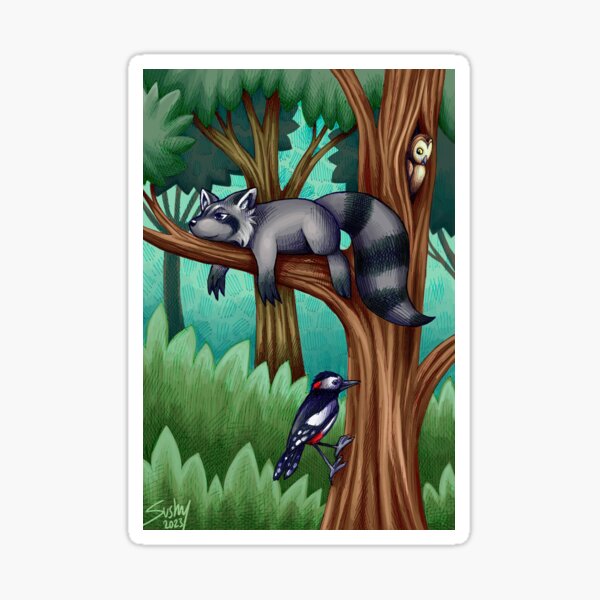 lazy raccoon Sticker