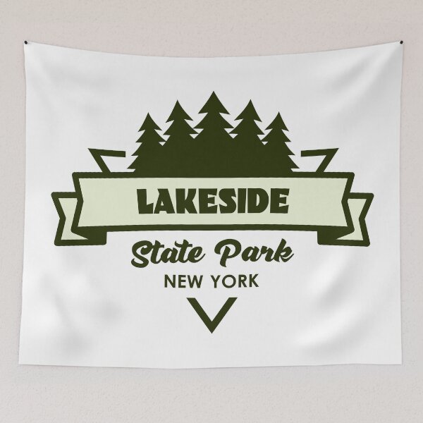 Item preview, Lakeside State Park New York Trees And Ribbon designed and sold by bivenart.