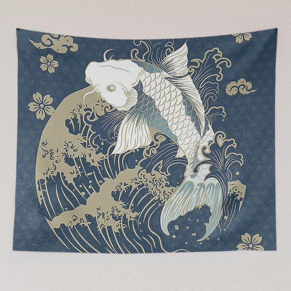 Item preview, Traditional carp pattern, koi, fish, clouds, flowers, waves designed and sold by SceneryStudio.