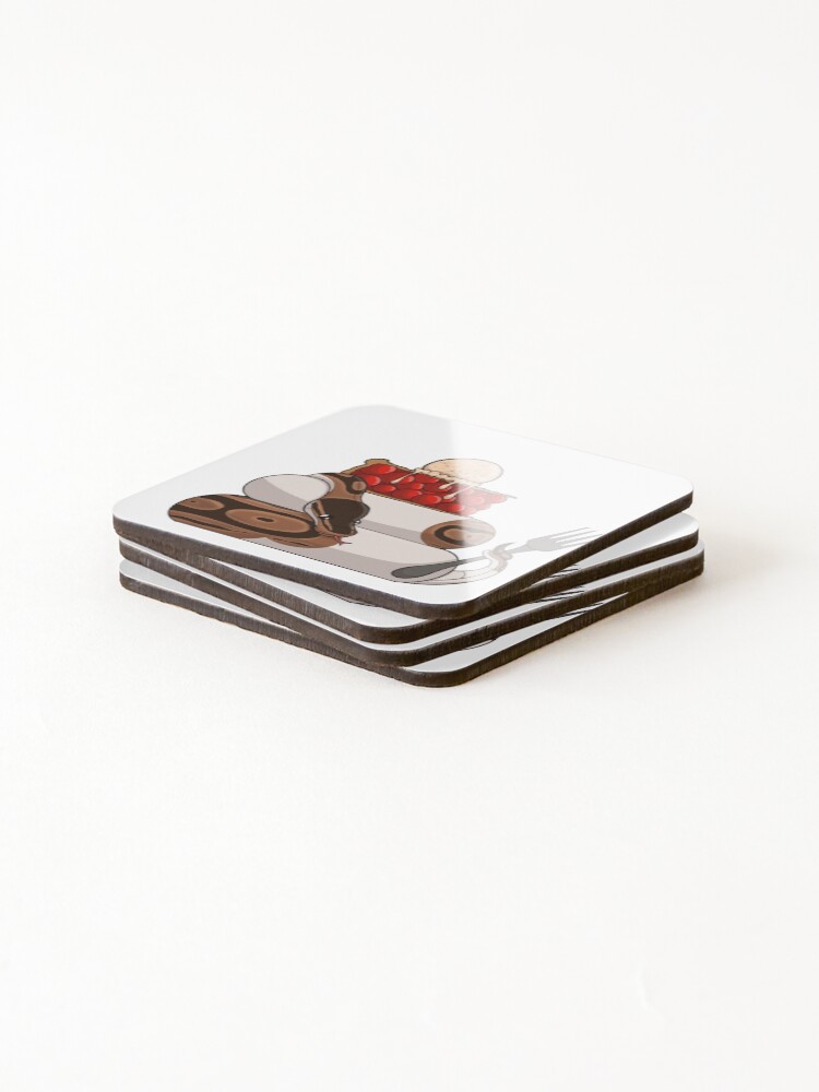 Thumbnail 4 of 5, Coasters (Set of 4), Pied Python with Pie designed and sold by Upbeat-Cryptid.