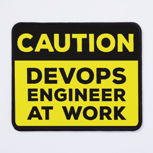 Item preview, Yellow Road Sign - Caution DevOps Engineer at Work designed and sold by Rhu Creations.