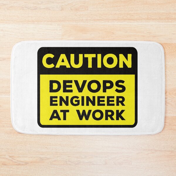 Item preview, Yellow Road Sign - Caution DevOps Engineer at Work designed and sold by Rhu Creations.