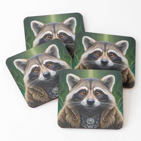 Item preview, A psychedelic portrait of a majestic wood raccoon designed and sold by GerbenG.