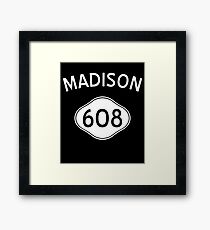 Madison 608 Wisconsin Vintage Area Code Framed Print