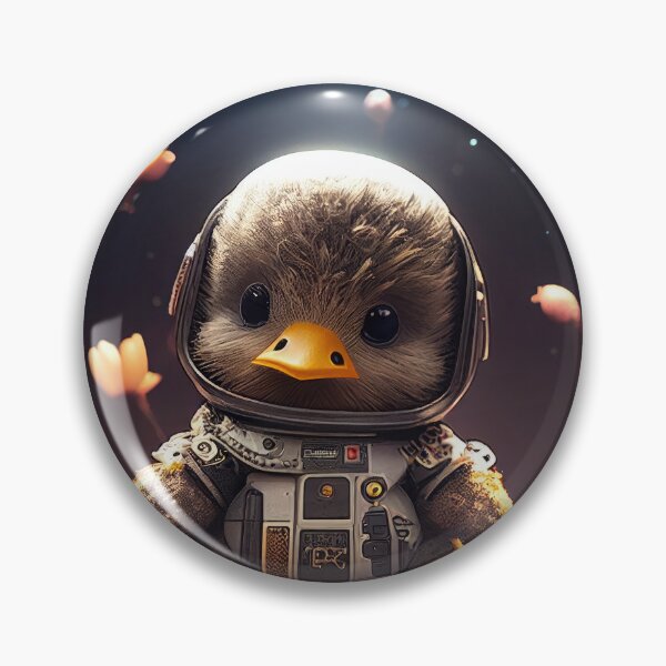 Item preview, A cute baby duck astronaut in space with floral and space background. designed and sold by HappyPrompt.