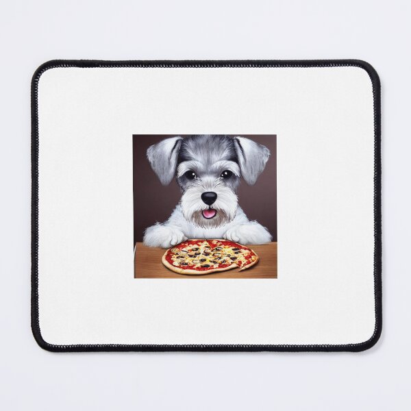Item preview, mini schnauzer eating pizza designed and sold by awsmdesigns.