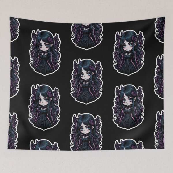 Item preview, Creepy cute goth girl designed and sold by MetalSatyrShop.