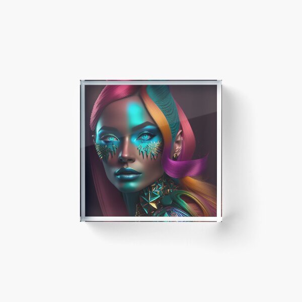 Item preview, Dreamscapes: Vibrant Colors and Enigmatic Faces Woman Portrait designed and sold by artmanikin.