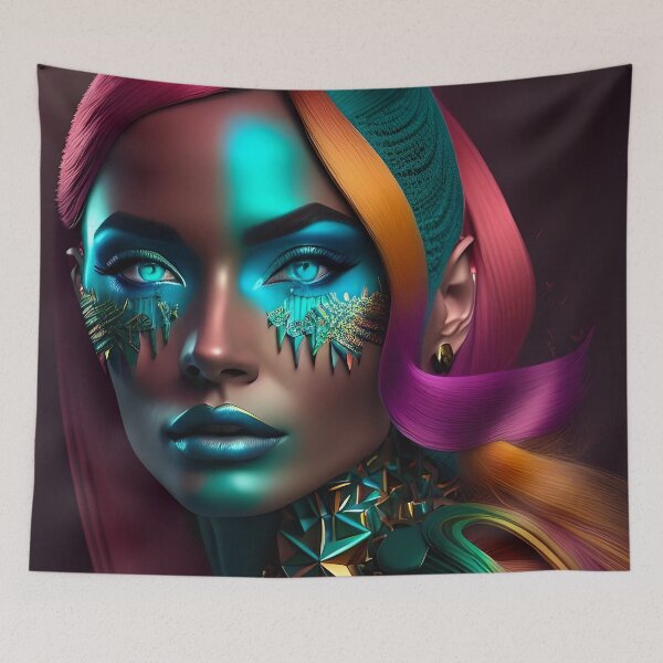 Item preview, Dreamscapes: Vibrant Colors and Enigmatic Faces Woman Portrait designed and sold by artmanikin.