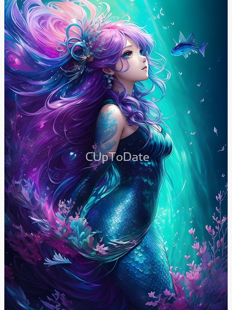 a wonderful attractive looking anime mermaid with fantasy fishes around  her, generative ai technology Stock Illustration | Adobe Stock