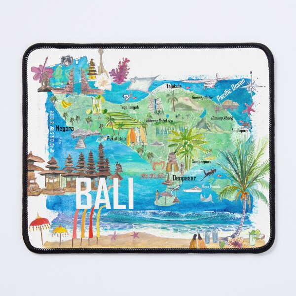 Item preview, Bali Illustrated Island Travel Map with Tourist Highlights of Indonesia designed and sold by artshop77.
