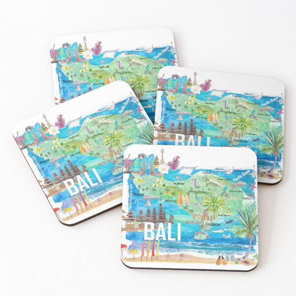 Item preview, Bali Illustrated Island Travel Map with Tourist Highlights of Indonesia designed and sold by artshop77.