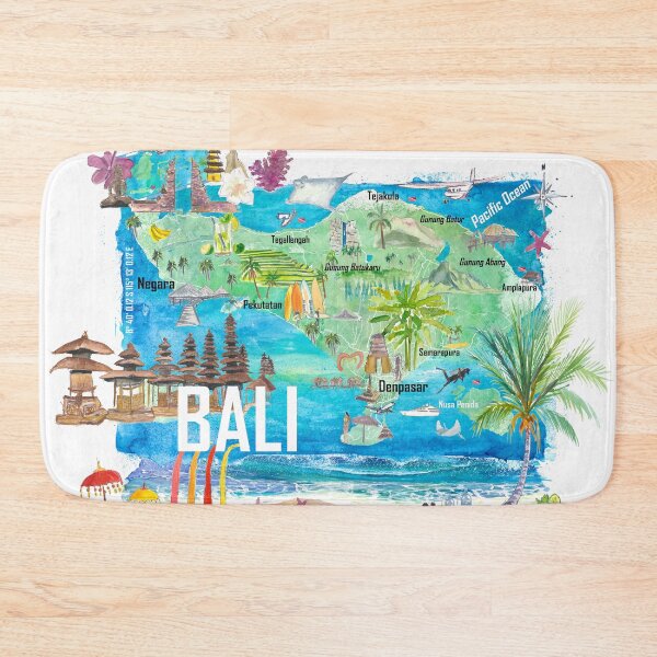 Item preview, Bali Illustrated Island Travel Map with Tourist Highlights of Indonesia designed and sold by artshop77.