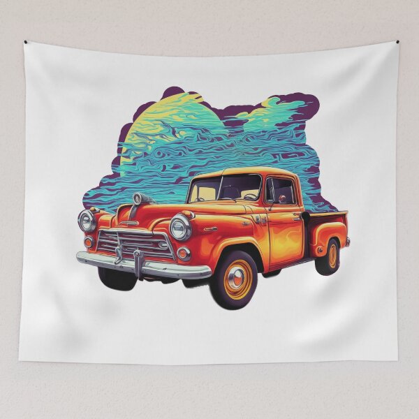 Item preview, Neon Retro Wave: Hyper-Detailed Illustration of an Old Pickup Truck in Action designed and sold by RedArtG09.