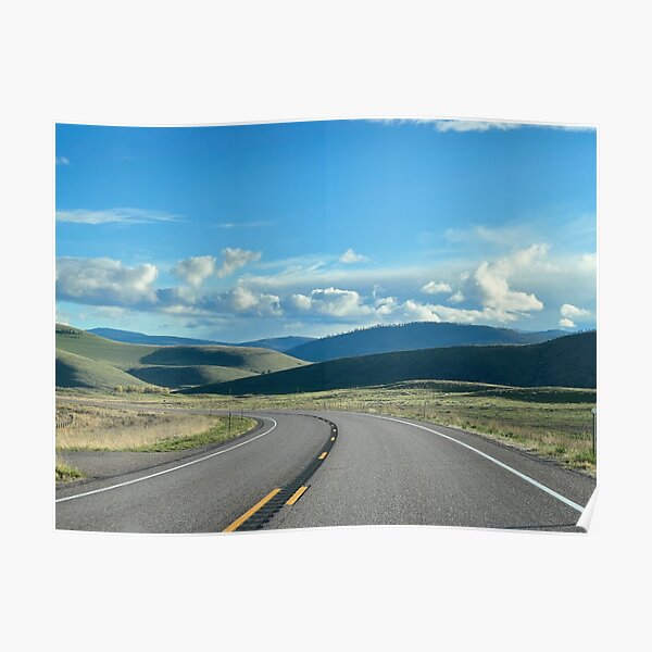 Blue Sky Road View Poster