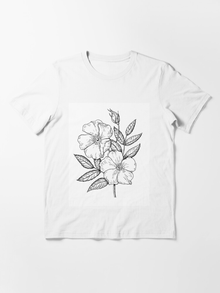 Wild Rose Botanical Drawing | Essential T-Shirt