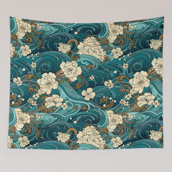 Item preview, Waves and flowers designed and sold by WhimsyLand.