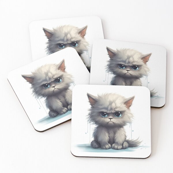 Item preview, Cute grumpy kitten illustration designed and sold by Pinkbirdie.