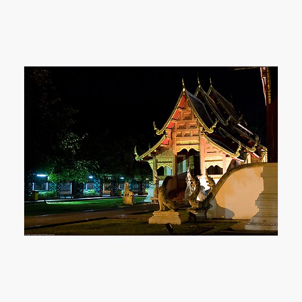 Wat Phra Singh at night Photographic Print