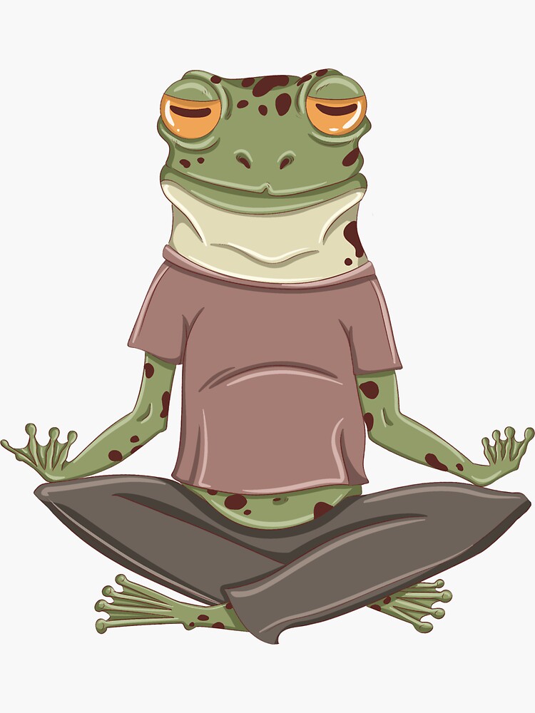 Yoga frogs. meditating frog doing yoga.  Sticker for Sale by