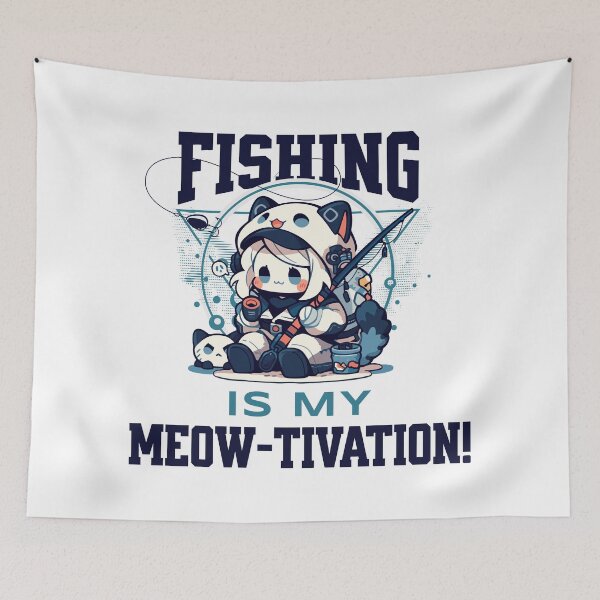 Item preview, Fishing Is my Meow-tivation! designed and sold by Chibi Cat Art Corner.