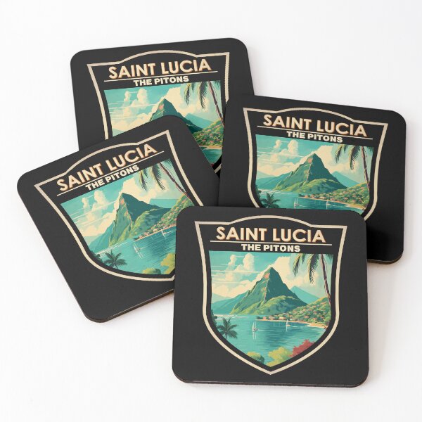 Item preview, Insignia de arte de viaje de Santa Lucía The Pitons designed and sold by KrisSidDesigns.