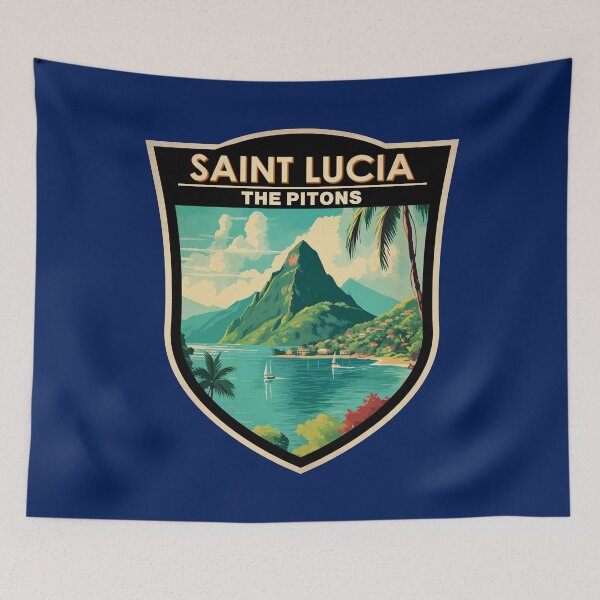 Item preview, Insignia de arte de viaje de Santa Lucía The Pitons designed and sold by KrisSidDesigns.