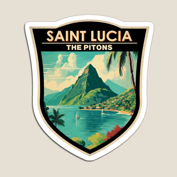 Vista previa del artículo con la obra «Insignia de arte de viaje de Santa Lucía The Pitons», diseñado y vendido por KrisSidDesigns.