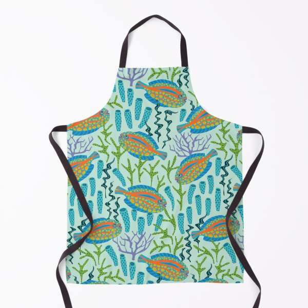 Item preview, TROPICAL ZONE Coral Reef Fish Undersea Ocean Sea Creatures in Bright Multi-Colours on Light Aqua - UnBlink Studio by Jackie Tahara designed and sold by Jackie Tahara of UnBlink Studio.