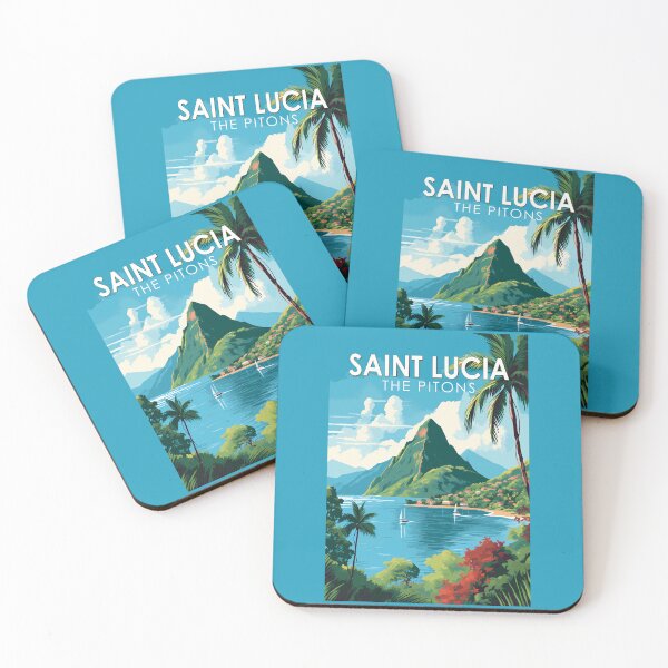 Item preview, Santa Lucía The Pitons Travel Art Vintage designed and sold by KrisSidDesigns.