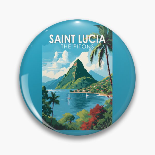 Item preview, Santa Lucía The Pitons Travel Art Vintage designed and sold by KrisSidDesigns.