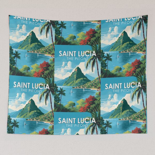 Item preview, Santa Lucía The Pitons Travel Art Vintage designed and sold by KrisSidDesigns.