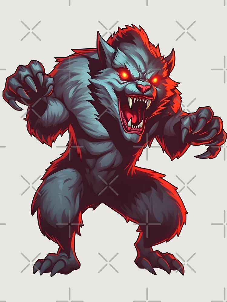 Thumbnail 6 of 6, Premium Oversized Hoodie, Morphed werewolf - Rampage - Razor sharp claws - Fangs - Attack - Sticker designed and sold by StickerForDays.
